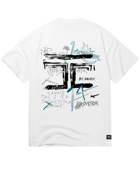 JorCustom JorCustom Artist Summer Loose Fit T-Shirt - White/Teal