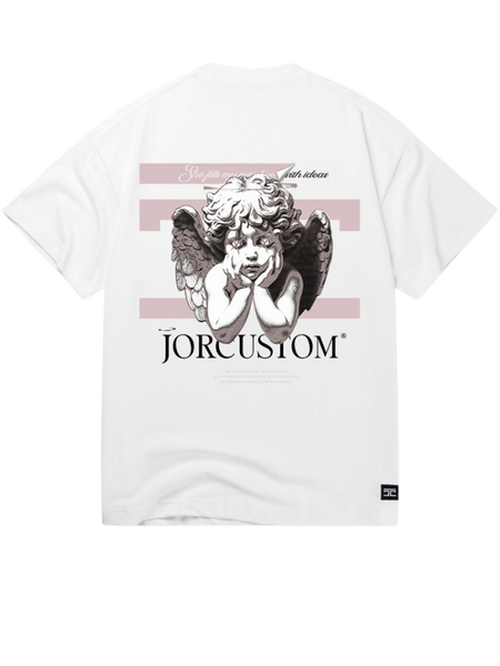JorCustom JorCustom Angel2.0 Summer Loose Fit T-Shirt - White-AshPink