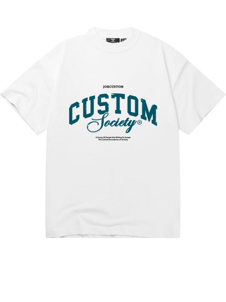 JorCustom JorCustom CustomSociety Summer Loose Fit T-Shirt - White/Teal