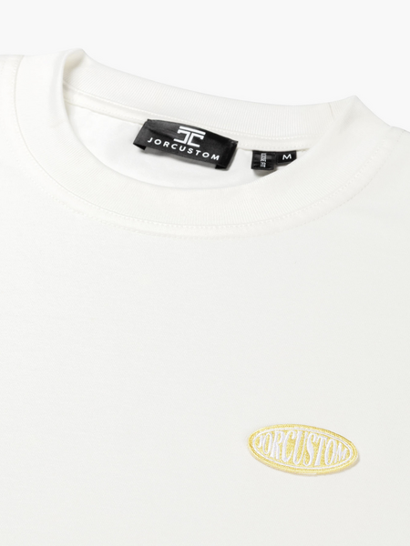 JorCustom JorCustom Stretched Mesh Loose Fit T-Shirt - White-VintageYellow