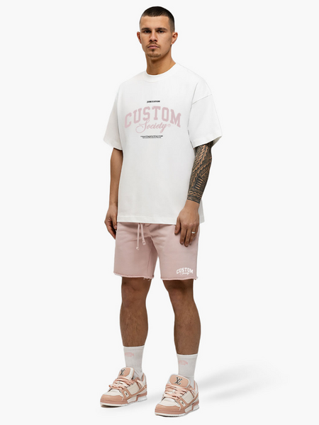 JorCustom JorCustom CustomSociety Summer Loose Fit T-Shirt - White-AshPink
