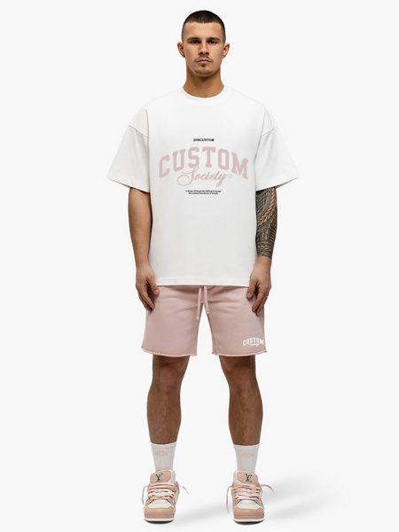 JorCustom JorCustom CustomSociety Summer Loose Fit T-Shirt - White-AshPink