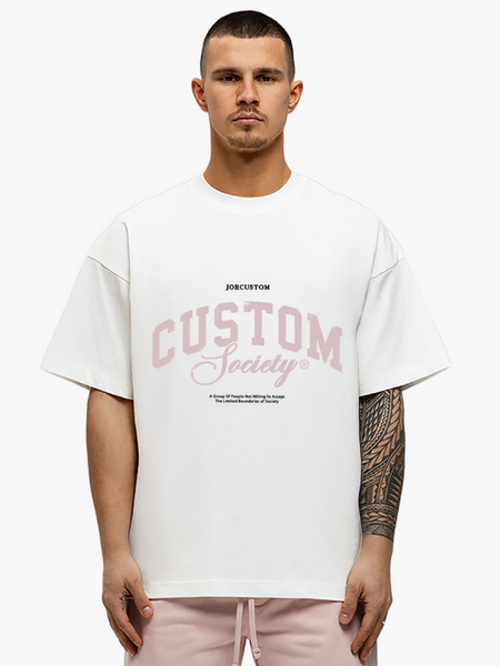 JorCustom JorCustom CustomSociety Summer Loose Fit T-Shirt - White-AshPink
