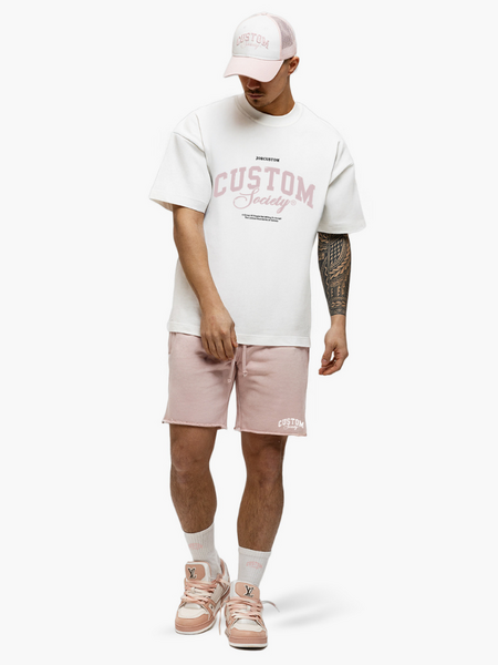 JorCustom JorCustom CustomSociety Summer Loose Fit T-Shirt - White-AshPink