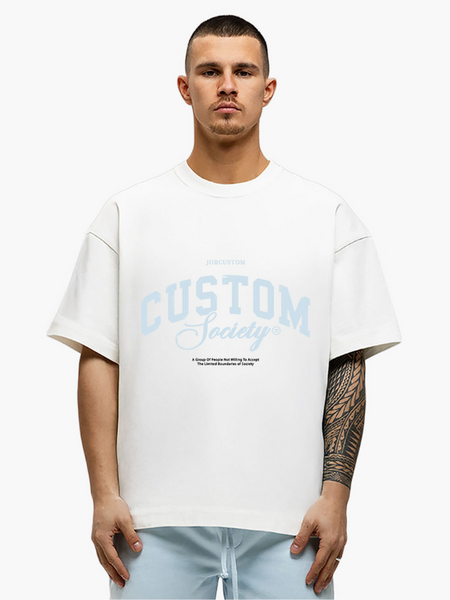 JorCustom JorCustom CustomSociety Summer Loose Fit T-Shirt - White/Light Blue