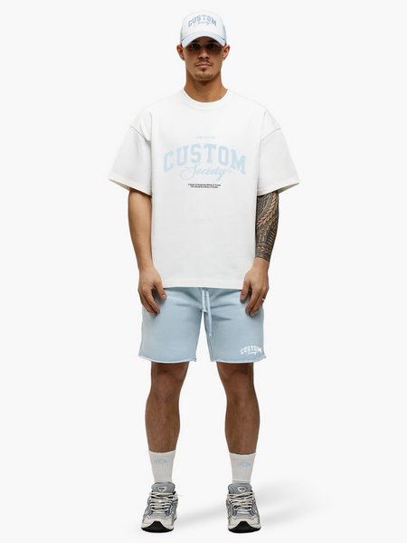 JorCustom JorCustom CustomSociety Summer Loose Fit T-Shirt - White/Light Blue