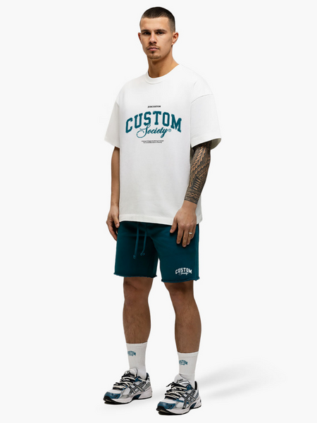 JorCustom JorCustom CustomSociety Summer Loose Fit T-Shirt - White/Teal