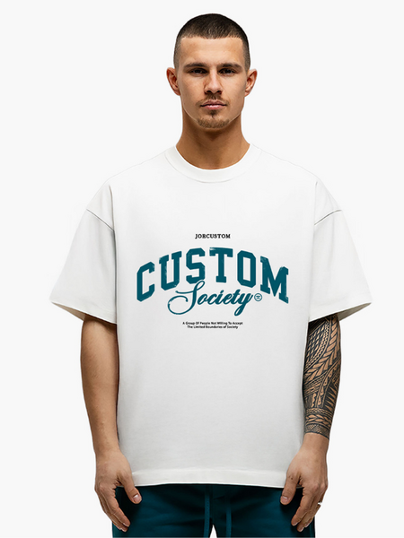 JorCustom JorCustom CustomSociety Summer Loose Fit T-Shirt - White/Teal