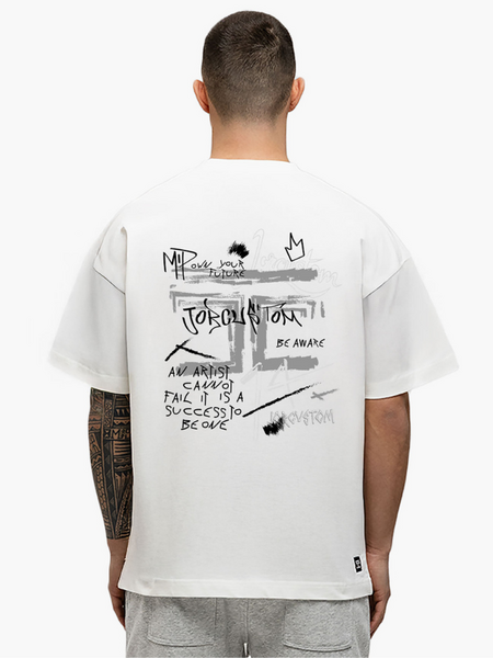 JorCustom JorCustom Artist Summer Loose Fit T-Shirt - White-GreyMelange