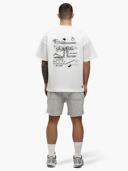 JorCustom JorCustom Artist Summer Loose Fit T-Shirt - White-GreyMelange