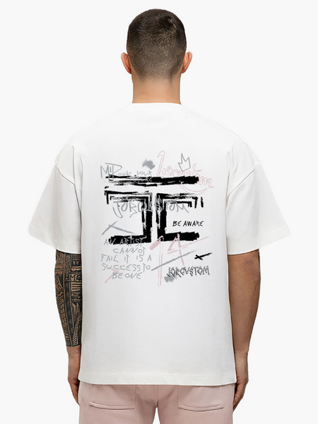 JorCustom JorCustom Artist Summer Loose Fit T-Shirt - White-AshPink