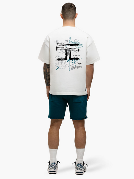 JorCustom JorCustom Artist Summer Loose Fit T-Shirt - White/Teal