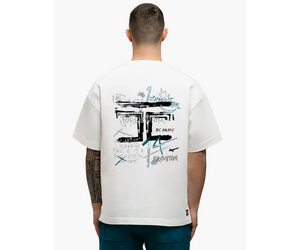 JorCustom Artist Summer Loose Fit T-Shirt - White/Teal - Eddy's