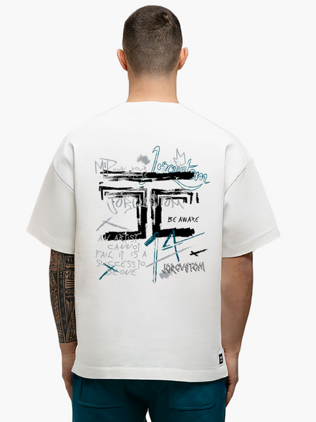 JorCustom JorCustom Artist Summer Loose Fit T-Shirt - White/Teal