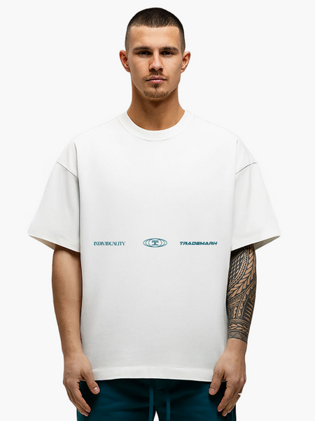 JorCustom JorCustom UncommonMinds Summer Loose Fit T-Shirt - White/Teal