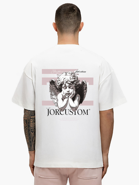 JorCustom JorCustom Angel2.0 Summer Loose Fit T-Shirt - White-AshPink
