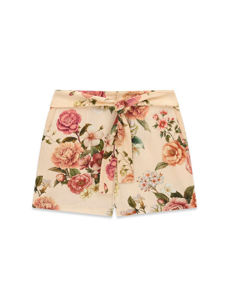 Guess Kirsten Linen Belted Short - Cosmic Peony Print
