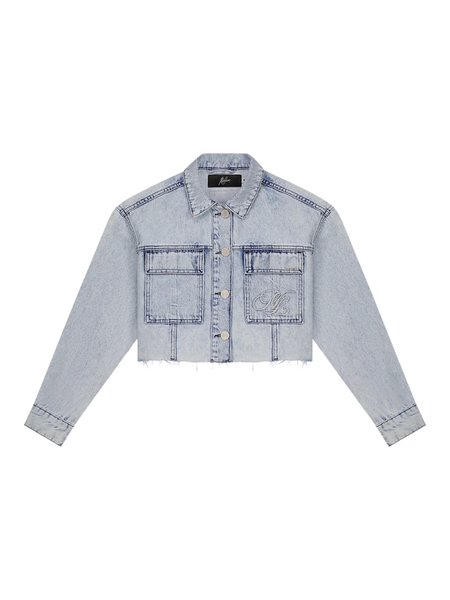 Malelions Malelions Women Cropped Denim Jacket - Light Blue