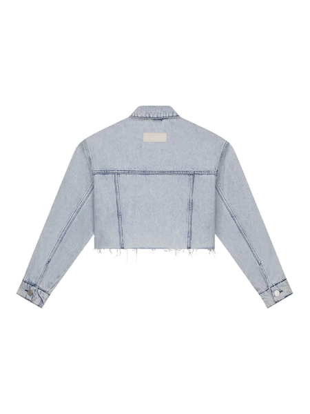 Malelions Malelions Women Cropped Denim Jacket - Light Blue