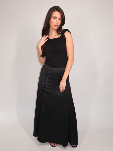 Pinko Pinko Carrara Gonna Twill Fluido Skirt - Nero Limousine
