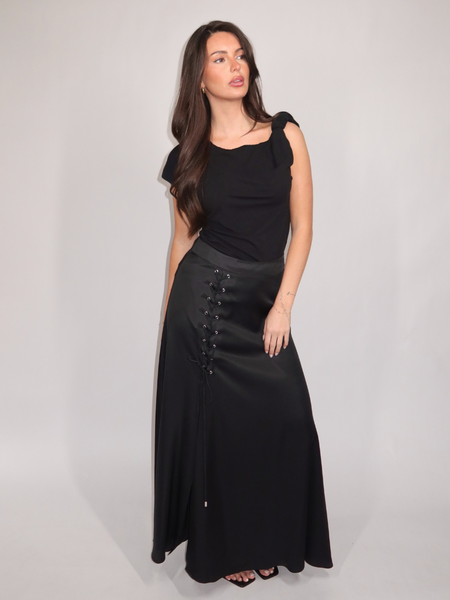 Pinko Pinko Carrara Gonna Twill Fluido Skirt - Nero Limousine