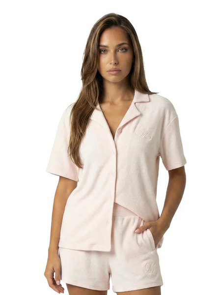 Malelions Women Emblem Bouclé Shirt - Soft Pink