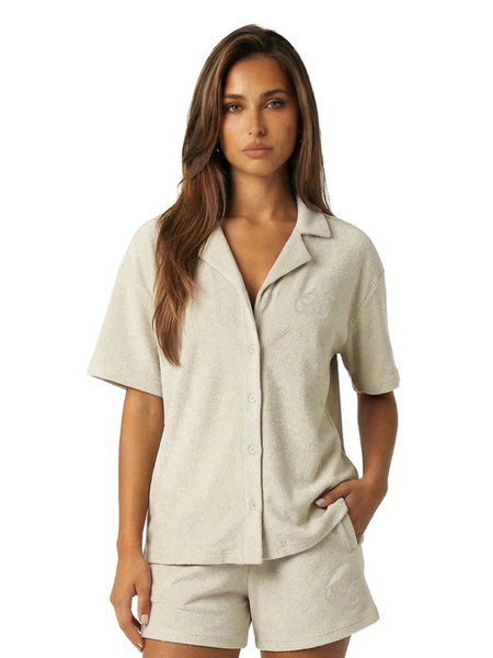 Malelions Malelions Women Emblem Bouclé Shirt - Sand