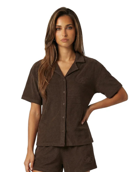 Malelions Malelions Women Emblem Bouclé Shirt - Chocolate
