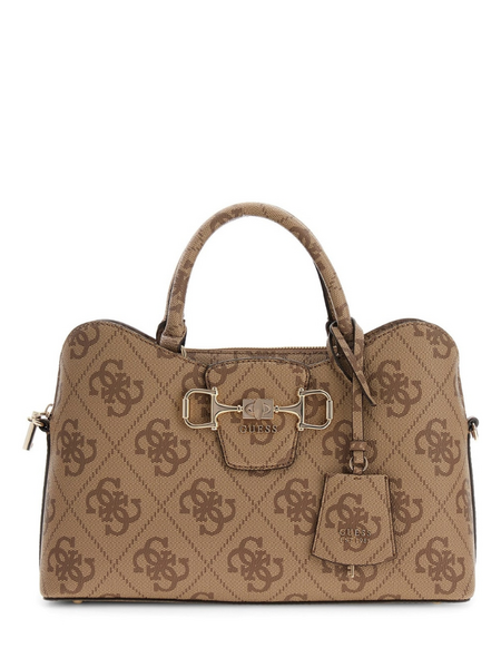 Guess Janie Logo Girlfriend Satchel - Latte Logo
