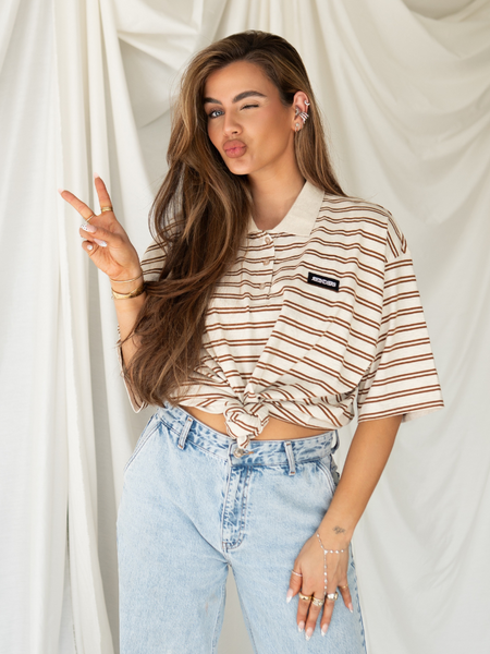 Reinders Polo T-Shirt Stripes - Creme