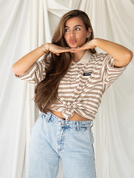 Reinders Reinders Polo T-Shirt Stripes - Creme