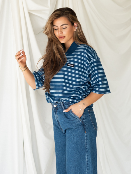 Reinders Reinders Polo T-Shirt Stripes - Navy Peony