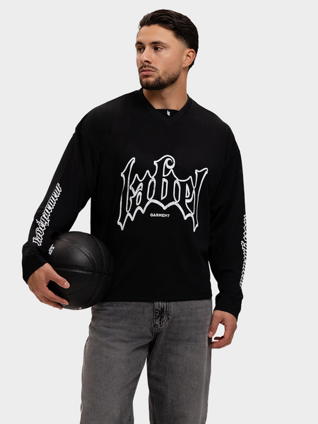 Label Garment Label Garment Jersey Longsleeve Top - Black