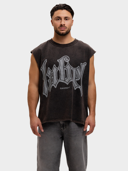 Label Garment Raw Sleeveless Top - Vintage Black