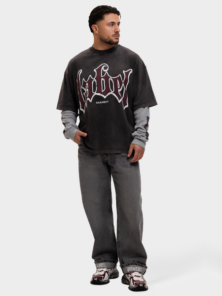 Label Garment Label Garment Double Layered Longsleeve Tee - Washed Grey