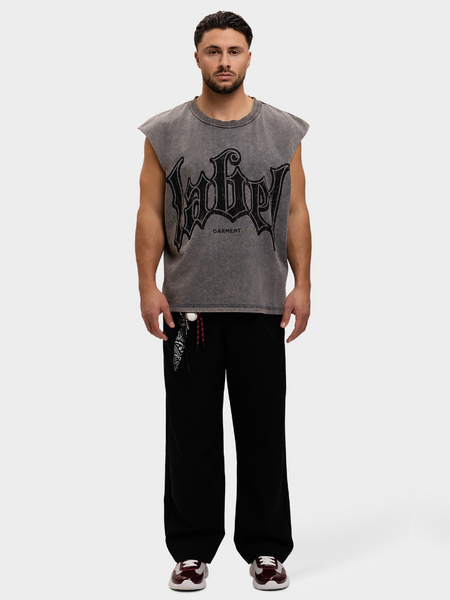 Label Garment Label Garment Raw Sleeveles Top - Washed Grey