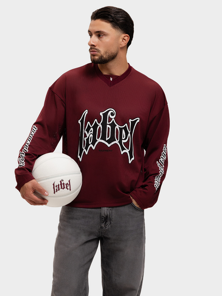 Label Garment Jersey Longsleeve Top - Burgundy