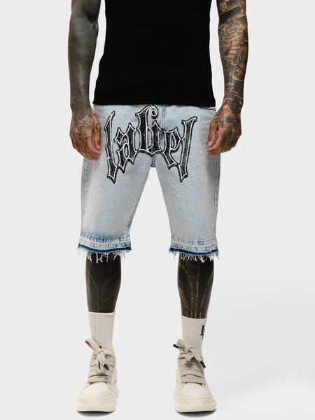 Label Garment Oversized Denim Shorts - Vintage Blue