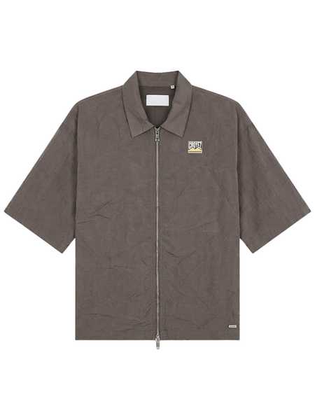 Croyez Crinkle Patch Shirt - Washed Brown
