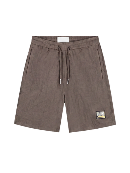 Croyez Crinkle Patch Shorts - Washed Brown