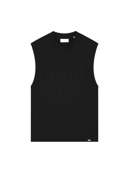 Croyez Cutout Heart Sleeveless T-Shirt - Black