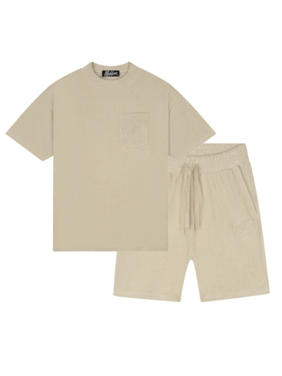 Malelions Malelions Emblem Towelling Combi-Set - Light Taupe