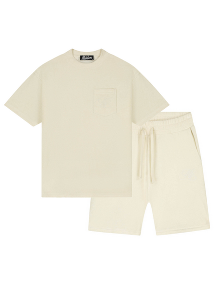 Malelions Emblem Towelling Combi-Set - Off White