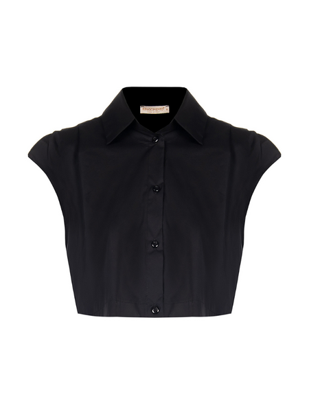 Rinascimento Rinascimento Camicia Cropped Tela Top - Nero
