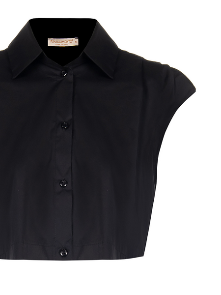 Rinascimento Rinascimento Camicia Cropped Tela Top - Nero