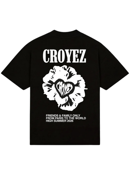Croyez Croyez Flower And Heart T-Shirt - Black