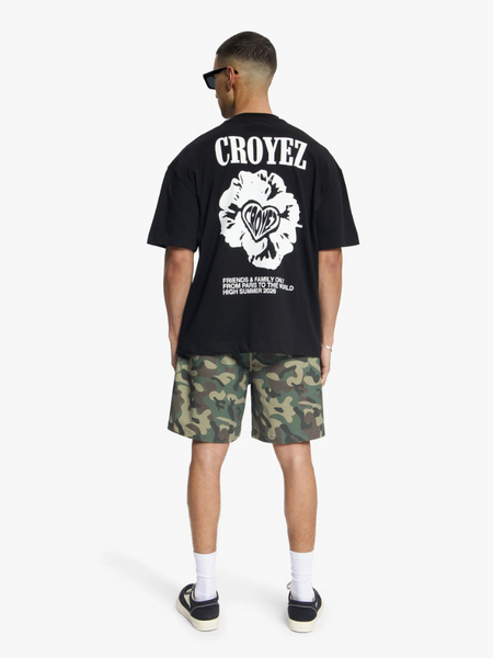 Croyez Croyez Flower And Heart T-Shirt - Black
