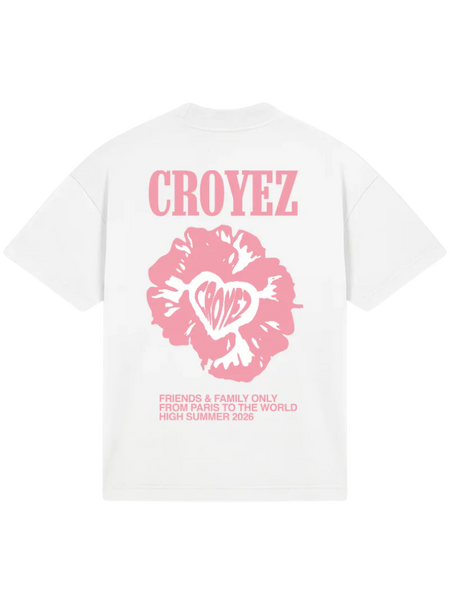 Croyez Croyez Flower And Heart T-Shirt - White/Pink