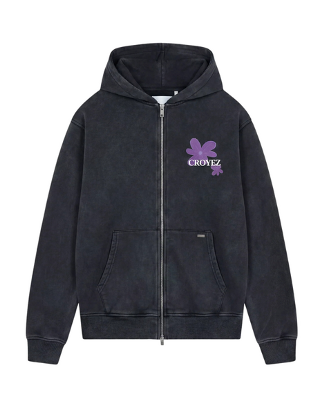 Croyez Croyez Botanique Zip Hoodie - Acid Wash/Dark Purple