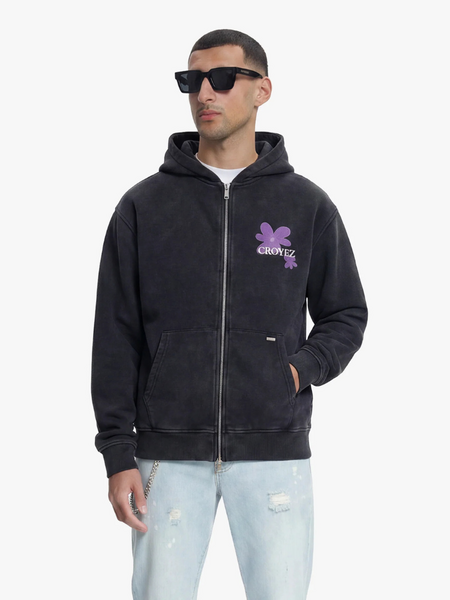 Croyez Botanique Zip Hoodie - Acid Wash/Dark Purple